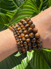 Load image into Gallery viewer, Tiger Eye Crystal Bracelet, 4mm, 6mm, 8mm Bead, Tiger's Eye Stretch Bracelet, Premium Natural Gemstone Jewelry, Wholesale Bulk Options