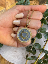 Load image into Gallery viewer, Sunshine Heart Grey &amp; Gold Medallion Necklace
