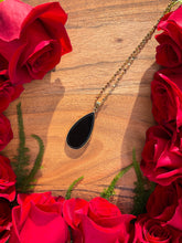 Load image into Gallery viewer, Obsidian Large Teardrop Crystal Gold Necklace