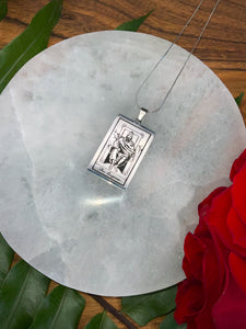 The Emperor Tarot Card Necklace - Silver