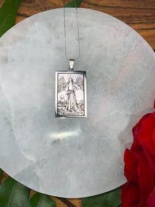 Temperance Tarot Card Necklace - Silver