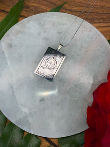 Wheel of Fortune Tarot Card Necklace - Silver