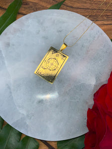 Wheel of Fortune Tarot Card Necklace - Gold