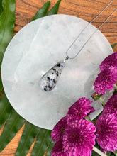 Load image into Gallery viewer, Rainbow Moonstone Teardrop Crystal Silver Necklace