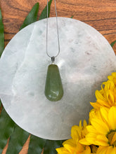 Load image into Gallery viewer, Green Aventurine Teardrop Crystal Silver Necklace