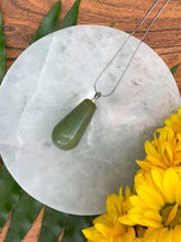 Load image into Gallery viewer, Green Aventurine Teardrop Crystal Silver Necklace