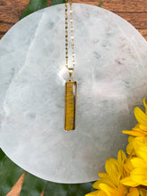 Load image into Gallery viewer, Tiger Eye Crystal Column Gold Necklace