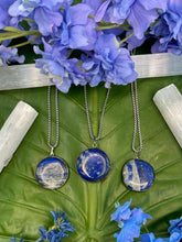 Load image into Gallery viewer, Lapis Lazuli Circular Crystal Medallion Silver Necklace