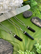 Load image into Gallery viewer, Black Tourmaline Double-Terminated Point Pendant Silver Necklace
