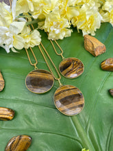 Load image into Gallery viewer, Tiger Eye Faceted Circle Crystal Medallion Gold Necklace