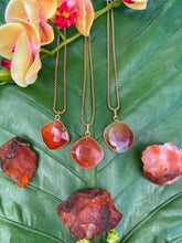 Load image into Gallery viewer, Carnelian Faceted Square Crystal Medallion Gold Necklace