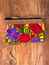 Load image into Gallery viewer, Embroidered Floral Faux Leather Purse with Double Zipper &amp; Adjustable Strap