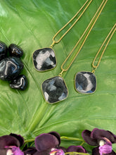 Load image into Gallery viewer, Onyx Faceted Square Crystal Medallion Gold Necklace