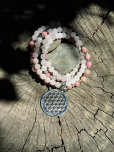 Load image into Gallery viewer, Rose Quartz & Rhodonite Mala Beads w/ Flower of Life
