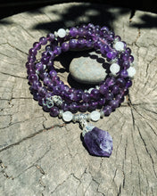Load image into Gallery viewer, Amethyst & Milky Quartz 108 Mala Beads