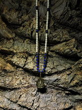 Load image into Gallery viewer, Lapis Lazuli & White Howlite 108 Mala Beads w/ Ganesh
