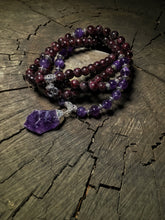 Load image into Gallery viewer, Amethyst & Garnet 108 Mala Beads
