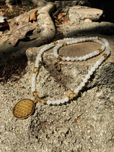 Load image into Gallery viewer, Milky Quartz & Citrine Mala Beads w/ Flower of Life