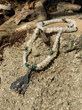 Load image into Gallery viewer, Milky Quartz & Malachite Mala Beads w/ Ganesha Pendant