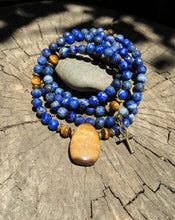 Load image into Gallery viewer, Lapis Lazuli & Tiger Eye 108 Mala Beads