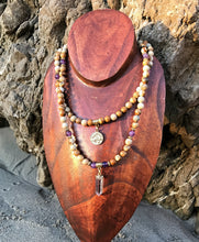 Load image into Gallery viewer, Zodiac: Aquarius | Picture Jasper & Amethyst Mala Beads
