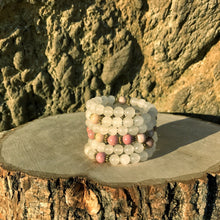 Load image into Gallery viewer, Quartz & Rhodonite 108 Bead Mala Bracelet (For Zodiac: Cancer)