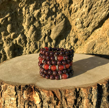 Load image into Gallery viewer, LEO Zodiac Bracelet |  GARNET & CARNELIAN 108 Bead Mala | July August Birthday Birthstone | Meditation Yoga Beads, 108 Mala Beads Mayan Rose
