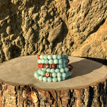 Load image into Gallery viewer, Amazonite & Red Jasper 108 Bead Mala Bracelet (For Zodiac: Virgo)