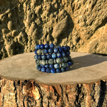 Load image into Gallery viewer, Lapis Lazuli & Labradorite 108 Bead Mala Bracelet (For Zodiac: Sagittarius)