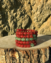 Load image into Gallery viewer, Carnelian & Green Aventurine 108 Bead Mala Bracelet (For Zodiac: Aries)