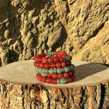 Load image into Gallery viewer, Carnelian & Green Aventurine 108 Bead Mala Bracelet (For Zodiac: Aries)