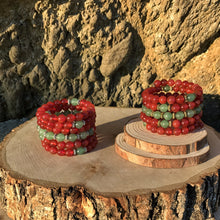 Load image into Gallery viewer, Carnelian & Green Aventurine 108 Bead Mala Bracelet (For Zodiac: Aries)