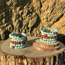 Load image into Gallery viewer, Amazonite & Red Jasper 108 Bead Mala Bracelet (For Zodiac: Virgo)