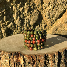 Load image into Gallery viewer, Unakite & Red Jasper 108 Bead Mala Bracelet (For Zodiac: Scorpio)