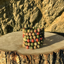 Load image into Gallery viewer, Unakite & Red Jasper 108 Bead Mala Bracelet (For Zodiac: Scorpio)