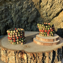 Load image into Gallery viewer, Unakite & Red Jasper 108 Bead Mala Bracelet (For Zodiac: Scorpio)
