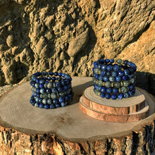 Load image into Gallery viewer, Lapis Lazuli & Labradorite 108 Bead Mala Bracelet (For Zodiac: Sagittarius)