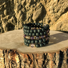 Load image into Gallery viewer, Onyx & Fluorite 108 Bead Mala Bracelet (For Zodiac: Capricorn)