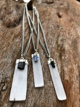 Load image into Gallery viewer, Selenite &amp; Black Tourmaline Silver Crystal Necklace