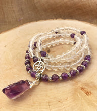 Load image into Gallery viewer, Amethyst & Crystal Quartz Mala Beads