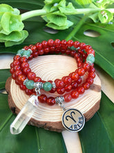 Load image into Gallery viewer, Zodiac: Aries | Carnelian & Green Aventurine 108 Mala Beads