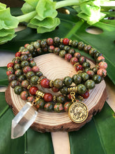 Load image into Gallery viewer, Zodiac: Scorpio | Red Jasper & Unakite Mala Beads