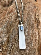 Load image into Gallery viewer, Selenite & Blue Kyanite Silver Crystal Necklace