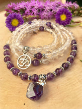 Load image into Gallery viewer, Amethyst & Crystal Quartz Mala Beads