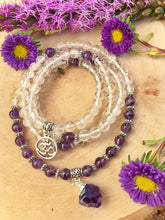 Load image into Gallery viewer, Amethyst & Crystal Quartz Mala Beads