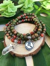 Load image into Gallery viewer, Zodiac: Scorpio | Red Jasper & Unakite Mala Beads