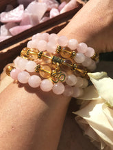 Load image into Gallery viewer, Rose Quartz & Citrine 108 Bead Mala Bracelet