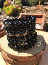 Load image into Gallery viewer, Obsidian & Pyrite 108 Bead Mala Bracelet