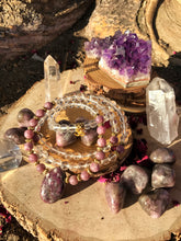 Load image into Gallery viewer, Lepidolite & Clear Quartz 108 Mala Beads