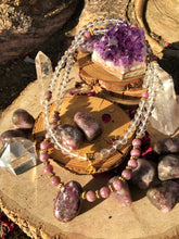 Load image into Gallery viewer, Lepidolite & Clear Quartz 108 Mala Beads